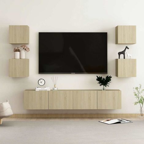 vidaXL 6 Piece TV Cabinet Set Sonoma Oak Engineered Wood (1/5)