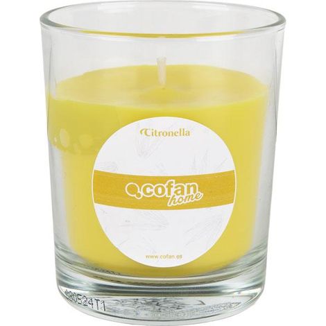 Vela aromática de citronela en vaso transparente 120 g (1/4)