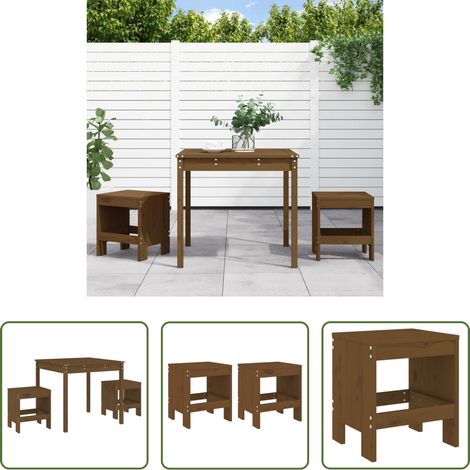 Meubles de jardin - Ensemble de bistrot de jardin 3 pcs marron miel bois pin massif (1/5)