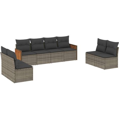 Maison Exclusive - 8-tlg. Garten-Sofagarnitur mit Kissen Grau Pol