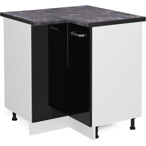 Meuble d'angle R-Line, Noir Haute brillance, 75.6 cm , PT Anthracite, Vicco