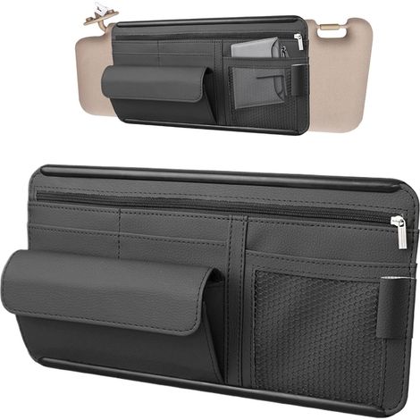 Borsa portaoggetti perparasole per auto, vano portaoggetti per parabrezzaSole multiplotasche per la maggior parte dei modelli (1/4)
