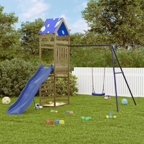 vidaXL Aire de jeux d'extérieur bois de pin imprégné (1/5)