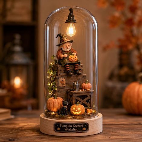 Innovative und bezaubernde, verspielte Ambientelampe – Halloween-Glaskuppellampe – für Senioren –