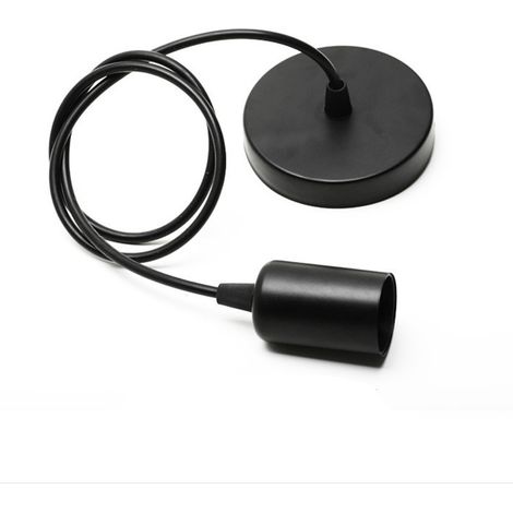 2x Suspension Luminaire E27 Douille Edison Rétro Plafonnier 1 Tête DIY Éclairage de Plafond Titulaire Support de Lampe Cuisine Bar - Noir