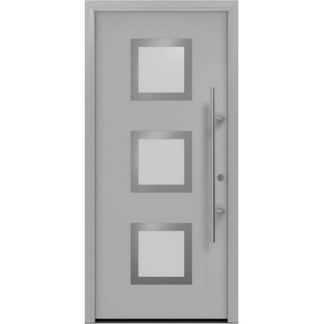 Hörmann Ecostar Haustür "ISOPRO Secur IPS 810S", weißaluminium matt (RAL 9006), 110 x 210 cm (B x H), DIN Rechts