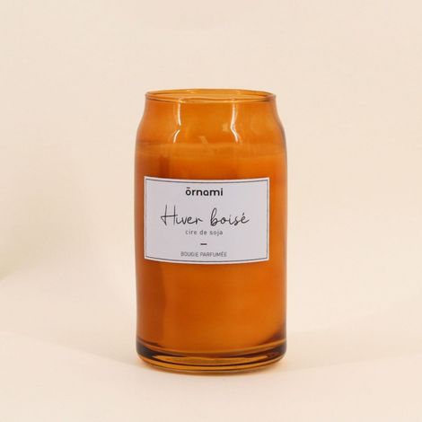 Bougie parfumée en cire de soja "Hiver boisé" 320g (1/4)