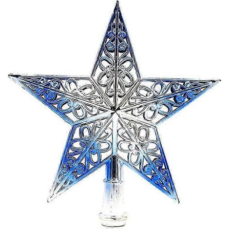 Étoile de Noël scintillante pour sapin, tatouage de Noël, décoration étoile de Noël, décoration intérieure argentée et bleue (1/5)