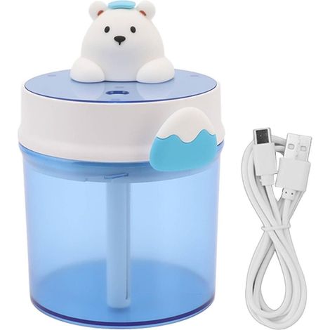 Humidificateur portable USB - Forme d'ours mignon, grande capacité, mini humidificateur de bureau à ultrasons, bleu - Convient (1/5)