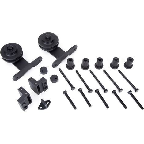 Kit herrajes puerta corredera madera negra acero 2m (1/2)