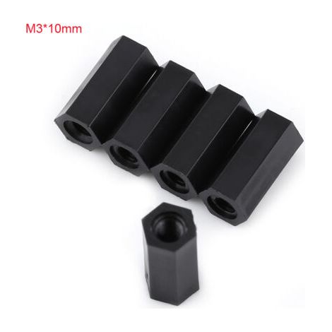 QORVA- 100 entretoises filetées noires PA66 M3 femelle x hexagonale

(M310)