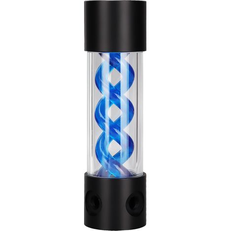 200 mm (7,9 Zoll) langer Flüssigkeitskühlbehälter, G1/4-Zoll-Gewinde, 50 mm (2 Zoll) Durchmesser, 4 Anschlüsse, offenes Design, PC-Kühlset (1/5)