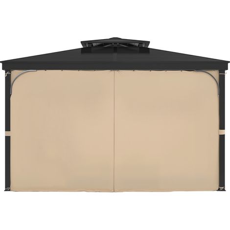 Mophorn Cortinas para Cenador Impermeables para Exteriores, Cortina de Cenador con Privacidad 2840 x 2840 x 2040 mm 4 Paneles Laterales con Cremallera Repuesto Universal para Toldo de Patio, Caqui