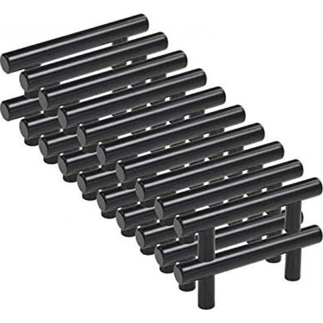 20pcs Poignee Meuble noir Poignée de Meuble Cuisine noir T Poignées Placard Tiroir Noir Entraxe 96mm (1/5)