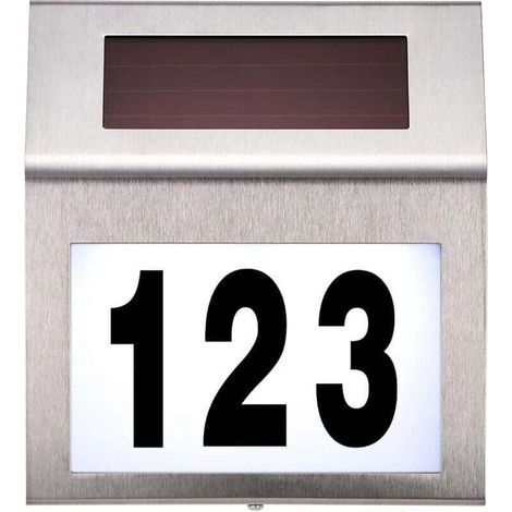 Plaque de numéro de maison en acier inoxydable avec énergie solaire, à l'épreuve de l'eau pour maison (1/5)