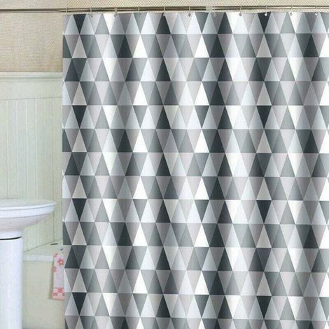 Rideau de douche 200 x 220 cm (200 cm de largeur, 220 cm de hauteur), tissu polyester imperméable anti-bactérien, anti-moisissure, lavable, avec 12 anneaux de rideau de douche (1/5)