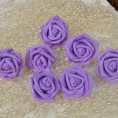 Bouquet de roses artificielles en mousse PE de 6 cm pour décoration de fête, à faire soi-même, idéal pour un mariage (lot de 10).violet (1/5)