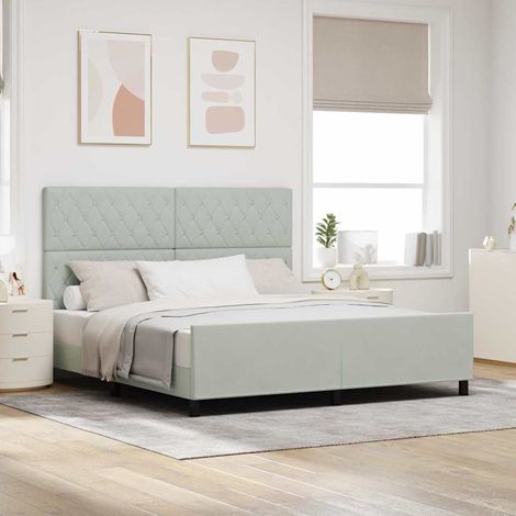 Cama tipo Box Spring Gris claro 180 x 200 cm Terciopelo (1/5)