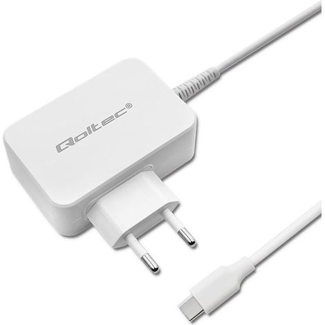 Qoltec Netzteil 65 W  5–20,3 V  2–3,25 A  USB Typ C  PD  Laptop  Smartphone  Weiß (1/5)