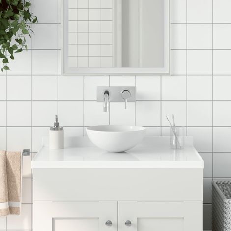 Vasque ronde en céramique, blanc mat
