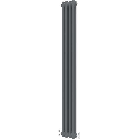 Biubiubath 1500x200mm Traditional Cast Iron Style Radiator Vertical 2 Column Anthracite (1/3)