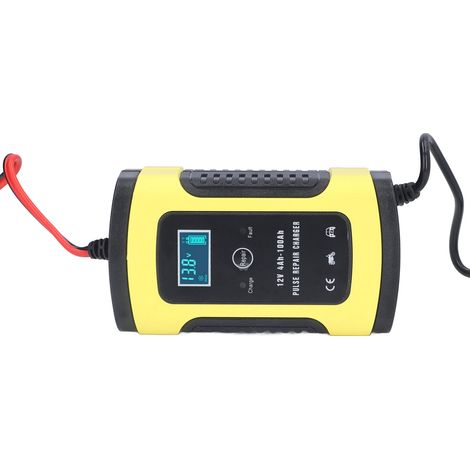 Chargeur de batterie de voiture 12V 6A avec ventilateur de refroidissement silencieux. Chargeur automatique pour batteries de 4Ah à 100Ah (camions, motos, tricycles). (1/5)