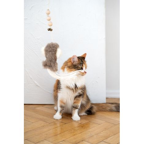 Juguete para gatos de piel de oveja natural: Cuerda de calamar (1/5)
