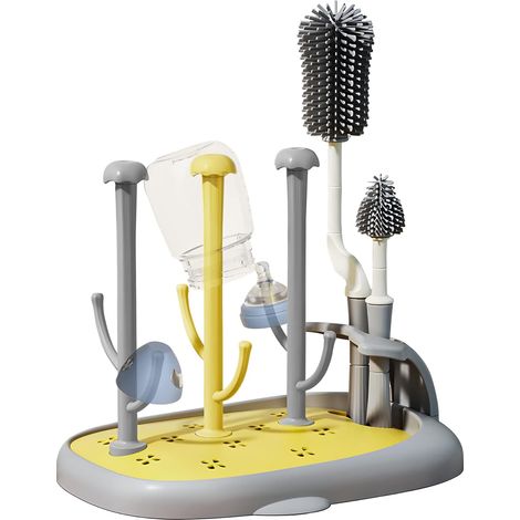 Sèche Biberons avec Brosse de Nettoyage Egouttoir Biberons,Egoutte Biberons Arbre,Amovible Séchoir pour Bébé Bouteilles,Supports de Séchage de Bouteilles Utilisé pour Sécher Sucettes Biberons
