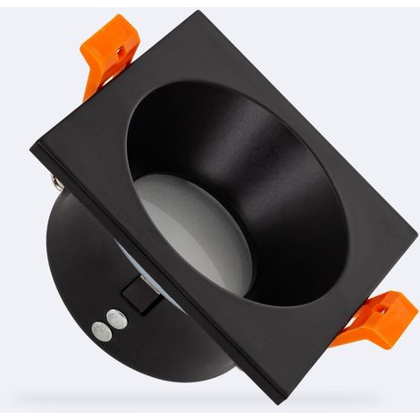 Aro Downlight Cuadrado IP65 para Bombilla LED GU10 Corte Ø75 mm Negro