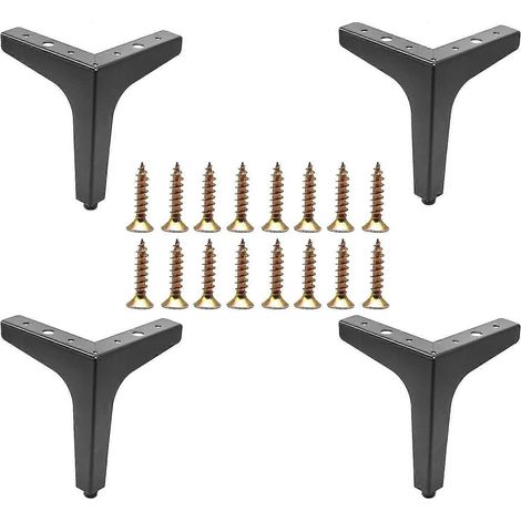 Quatre pieds de meubles, pieds de canapé de 15 cm de haut, pieds de meubles triangulaires chromés polis avec vis, adaptés aux tables, armoires, penderies, canapés, etc. (1/5)