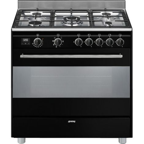 Smeg – Cuisinière gaz 5 foyers – Largeur 90 cm – Four électrique 115 L – Nettoyage vapeur – Classe A – Puissance 11400 W (1/4)