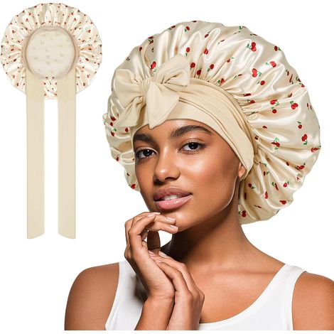 Silk Satin Nightcap for Sleeping, Adjustable Elastic Waistband, Soft and Comfortable Hair Cap, for Women and Girls, for Natural Curly Hair (1/5)