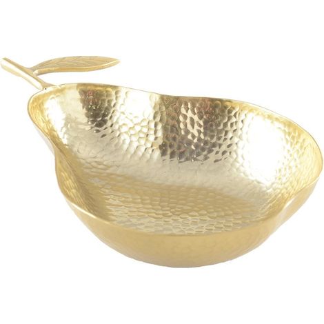Coupe à Fruits Design Poire en Aluminium Doré 27 x 22 x 5 cm - Corbeille de Table - PANGIVO (1/4)
