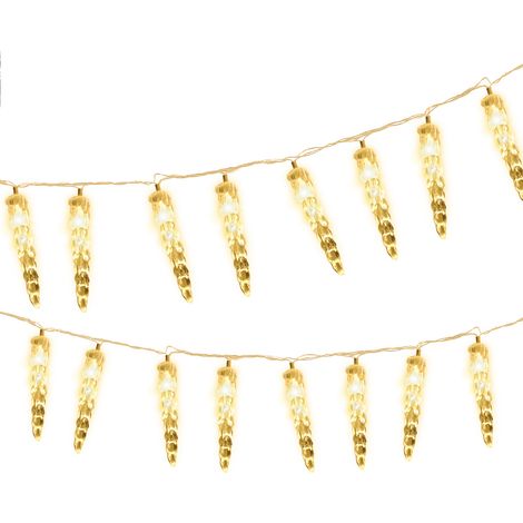 TolleTour Eiszapfen Lichterkette 5 m 40 LED, 8 Leuchtmodi, 2er-Set Warmweiß Weihnachtsbeleuchtung Deko für Fenster (1/2)
