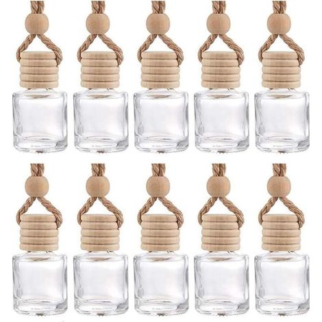 Lot de 10 flacons de parfum vides en verre à suspendre pour voiture, diffuseur d'huiles essentielles (1/5)