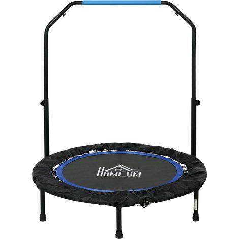 Trampoline de fitness pliable, guidon réglable, Ø 102 x 123 cm (H), jusqu'à 150 kg, noir/bleu (1/5)