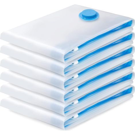 Sac de Rangement Sous Vide 6PCS,Sac sous vide Vetement Aspirateur,Compression Housse Aspirable Rangement Réutilisable pour Literie, Vêtements, Couettes, Matelas,Tente et Voyages(70 x 50CM) (1/5)