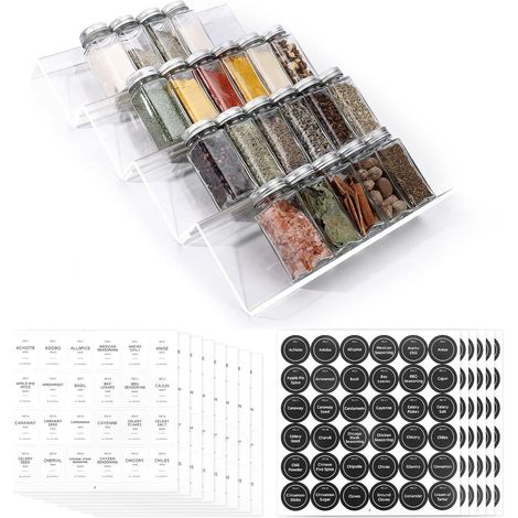 Viymgit Gewürzregal Schublade Organizer 28 Gläser 348 Etiketten 4-stöckiges (1/5)