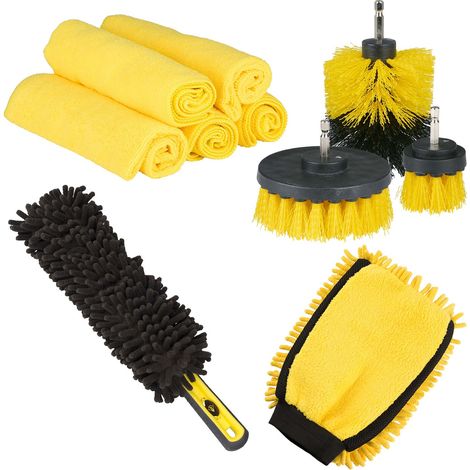 Dunlop Pack Lavage Auto - Gant 2 en 1 Double Face - Brosse à Roue Chenille - 5 Chiffons Microfibre 40x40 cm 200 GSM (1/5)