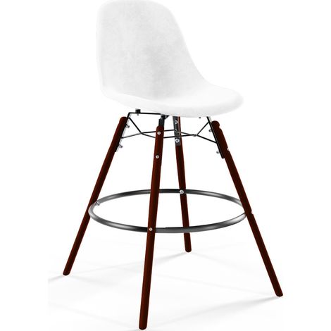 Barhocker aus Samt - Skandinavisches Design und Dunkle Holzbeine - Skögur Weiß (1/5)