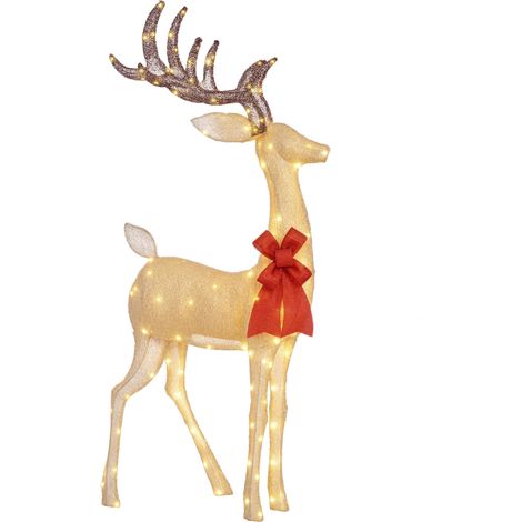 Renne lumineux de Noël avec 137 LED blanc chaud, guirlande lumineuse dorée pour la maison et le jardin. (1/5)