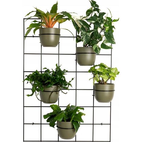 Moderner Wandblumenständer aus Metall Hedera 2, schwarz – großes Rankgitter für die Wand, modulares Pflanzenpaneel für einen vertikalen Garten mit 5 Bögen à 15 cm. (1/5)