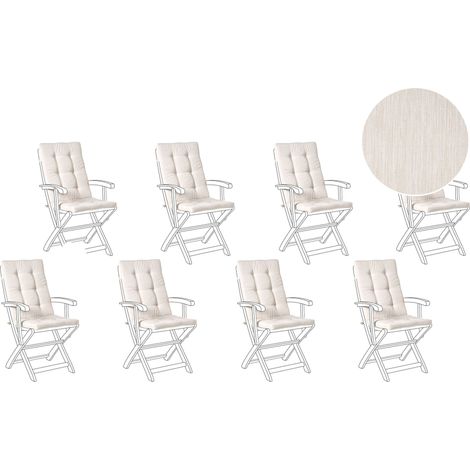 Set di 8 cuscini per sedile/schienale per sedie da esterno con lacci beige chiaro Maui