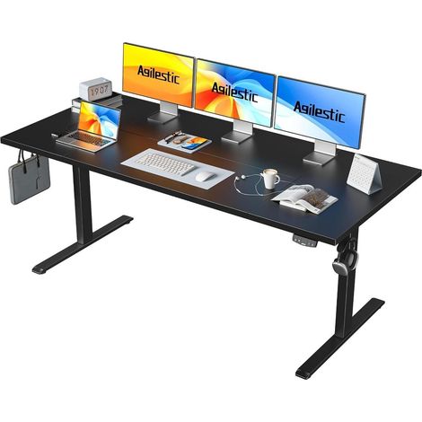 Schreibtisch höhenverstellbar elektrisch Memory Schwarz 180 x 80 cm (1/5)