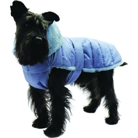 Fashion Dog Hunde-Steppmantel mit Kunstpelz-Futter - Azzurro - 27 cm (1/3)