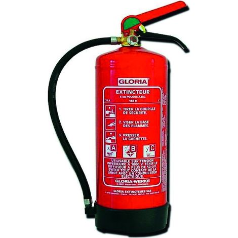 Extincteur à poudre classe A, B et C - 6 Kg - GLORIA