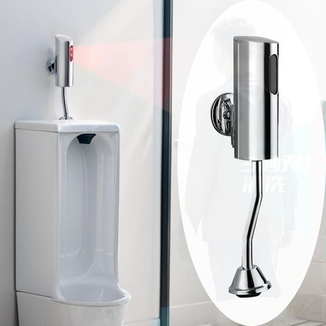 Robinets de Chasse d'urinoir Automatique, Intelligent Robinet de Chasse d'eau Automatique Infrarouge, Économie d'Eau et Prévention des Odeurs, Chasse d'eau Murale pour Hommes WC dans la Salle de Bain (1/5)