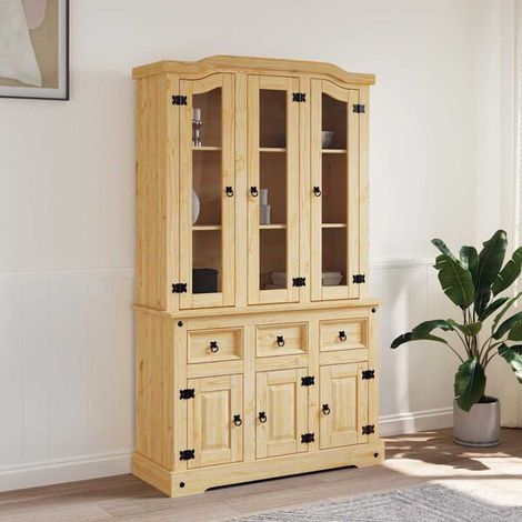 Buffet Corona en Bois Massif de Pin Mexicain, Marron, 112x43x191,5 cm (1/5)