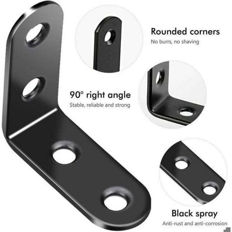 Équerres De Montage - Acier Inoxydable 40x40x16 mm - Angle Droit - Pour Bois Et Métal - Lot De 20 Pièces (1/4)