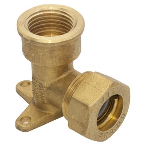 Raccordo curvo femmina flangiato a stringere per rame Diametro: 16x1/2”